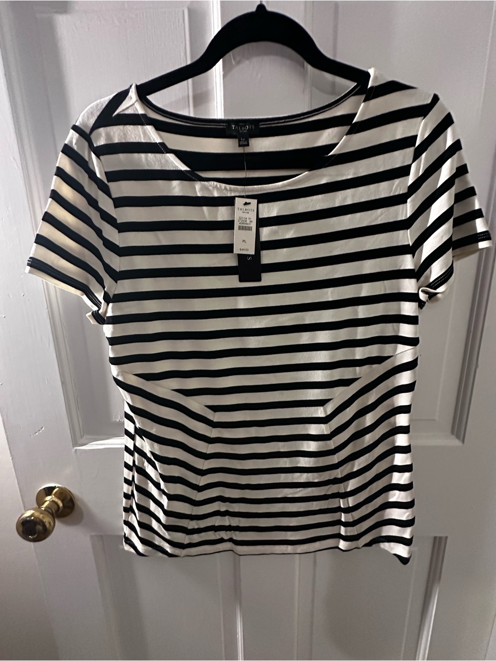 Talbots Black & White Striped Women's Tee